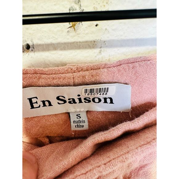EN SAISON Dusty Pink Linen Style Front Zipper Macey Trousers Pants Size Small - Picture 10 of 16